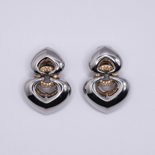 Bulgari Two-Colour Gold Heart Earrings - Image 4