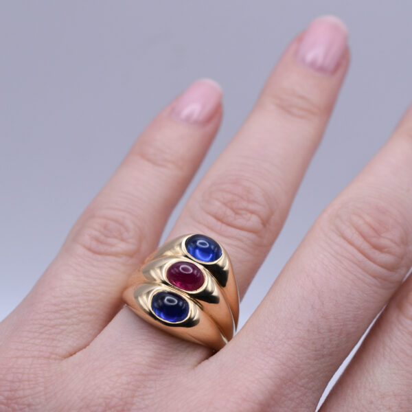 Bulgari Sapphire and Ruby Dome Shaped Ring - Image 4