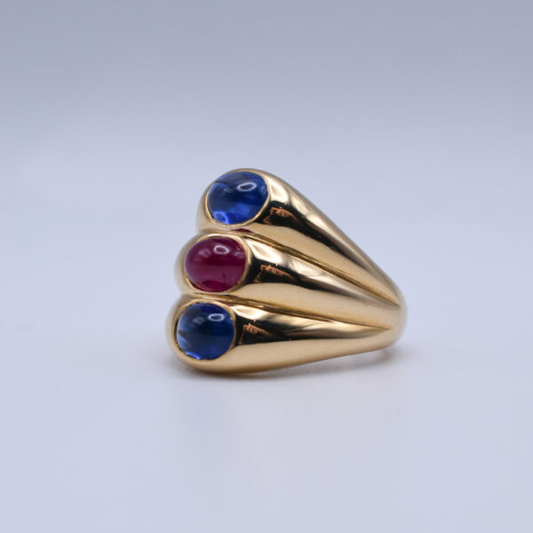 Bulgari Sapphire and Ruby Dome Shaped Ring - Image 2