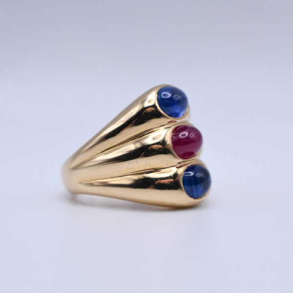 Bulgari Sapphire and Ruby Dome Shaped Ring - Image 3