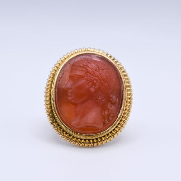 Antique Roman Carnelian Cameo Gold Ring - Image 2