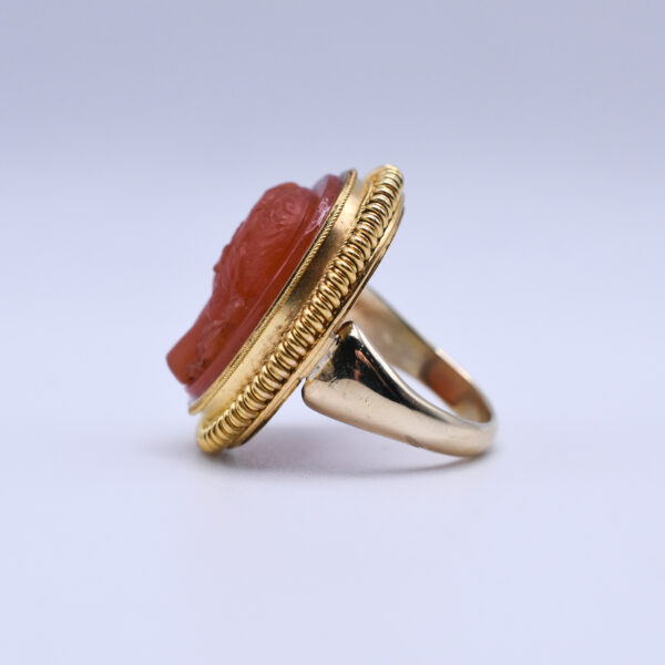Antique Roman Carnelian Cameo Gold Ring - Image 6