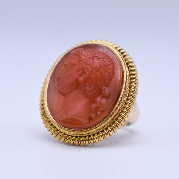 Antique Roman Carnelian Cameo Gold Ring - Image 3