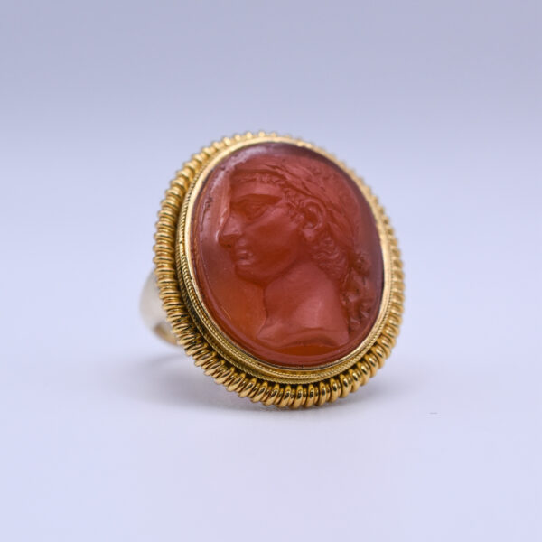 Antique Roman Carnelian Cameo Gold Ring - Image 4