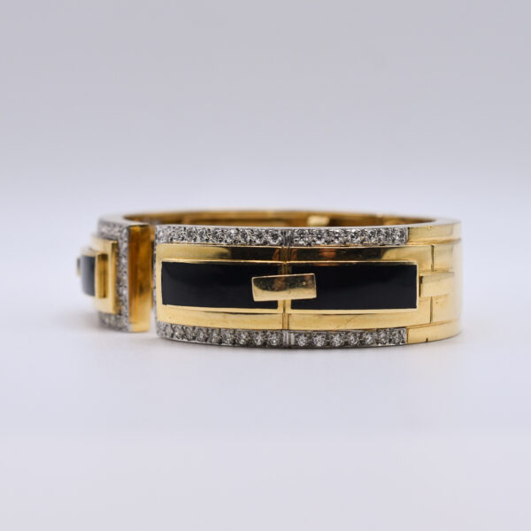 David Webb Black Enamel and Diamond Bangle - Image 4