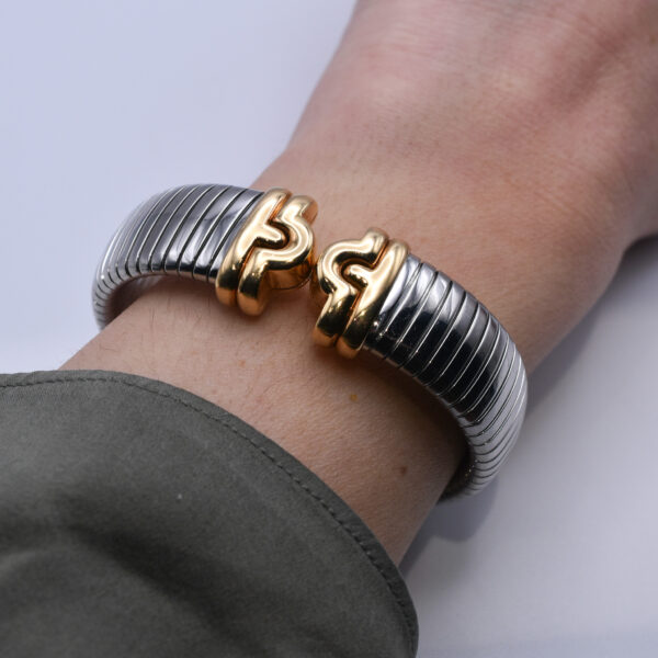 Bulgari 'Parentesi' Steel and 18k Yellow Gold Bracelet - Image 2