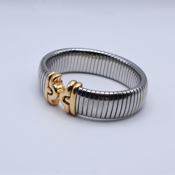 Bulgari 'Parentesi' Steel and 18k Yellow Gold Bracelet - Image 3