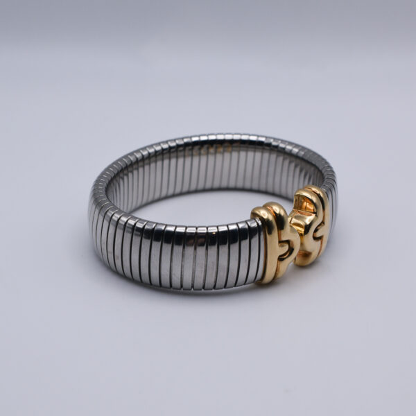 Bulgari 'Parentesi' Steel and 18k Yellow Gold Bracelet - Image 4