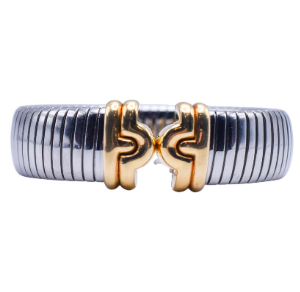 Bulgari 'Parentesi' Steel and 18k Yellow Gold Bracelet