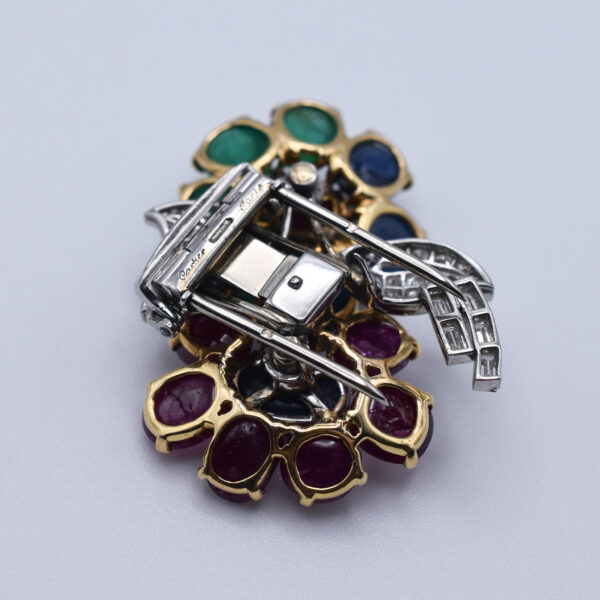 Rare Cartier Ruby, Emerald, Sapphire and Diamond Brooch - Image 5