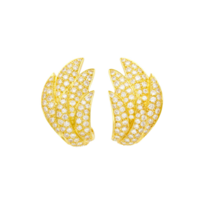 1980s Gold and Diamond Pave Earrings