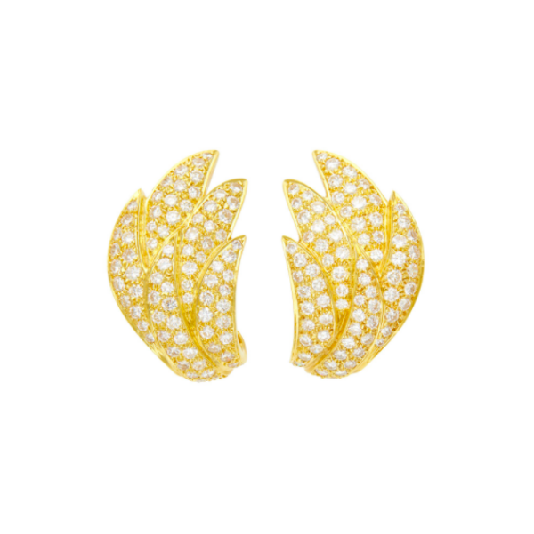 1980s Gold and Diamond Pave Earrings