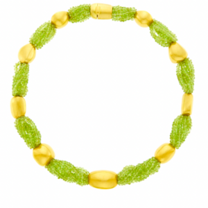 Sabbadini Peridot and 18k Yellow Gold Bead Necklace