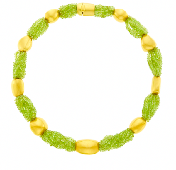 Sabbadini Peridot and 18k Yellow Gold Bead Necklace