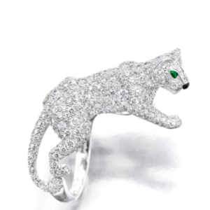 Cartier Diamond, Emerald and Onyx Panthère Ring