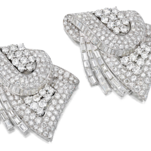 Art Deco Platinum Diamond Clip Brooches
