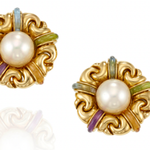 Bulgari Gancio Pearl and Multi-Gem Earrings