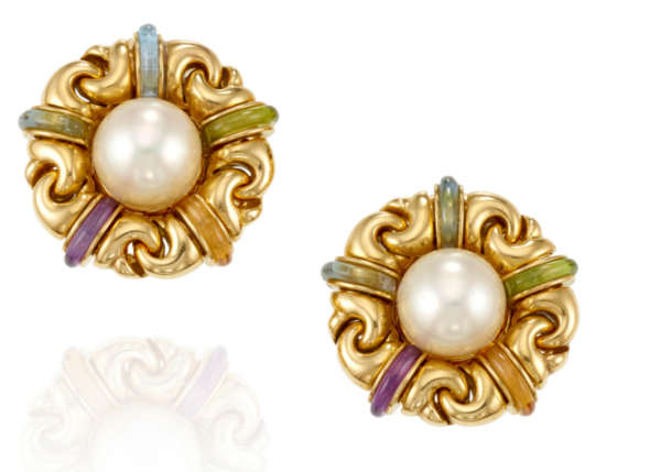 Bulgari Gancio Pearl and Multi-Gem Earrings