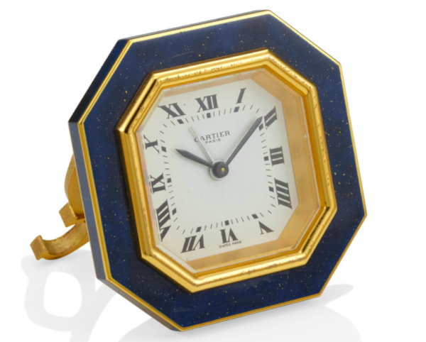 1960s Cartier Blue Enamel Manual Clock