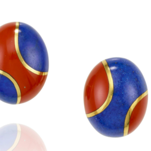 Tiffany Jasper and Lapis Lazuli Gold Earrings