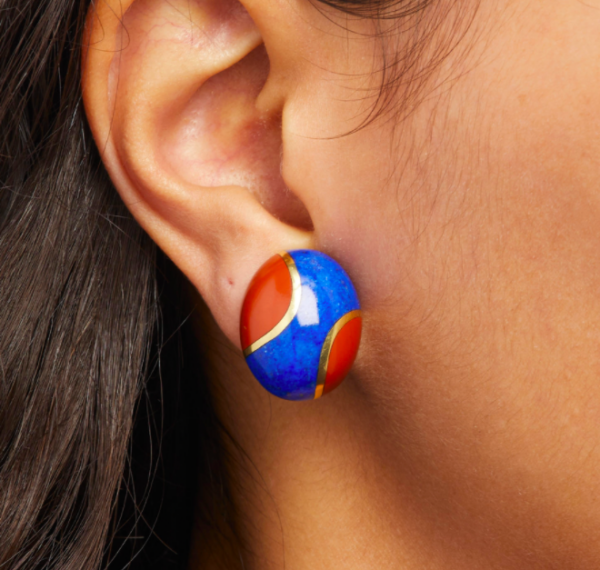 Tiffany Jasper and Lapis Lazuli Gold Earrings - Image 2