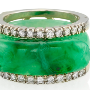 Carved Jade and Diamond Ring