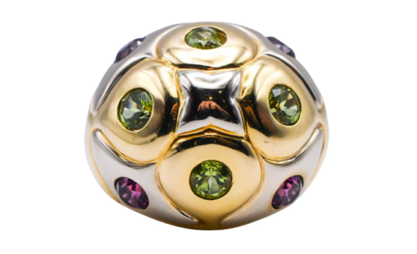 Bulgari Bombe Amethyst and Peridot Gold Ring
