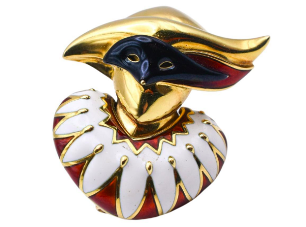 Mauboussin Arlequin Enamel and Gold Brooch