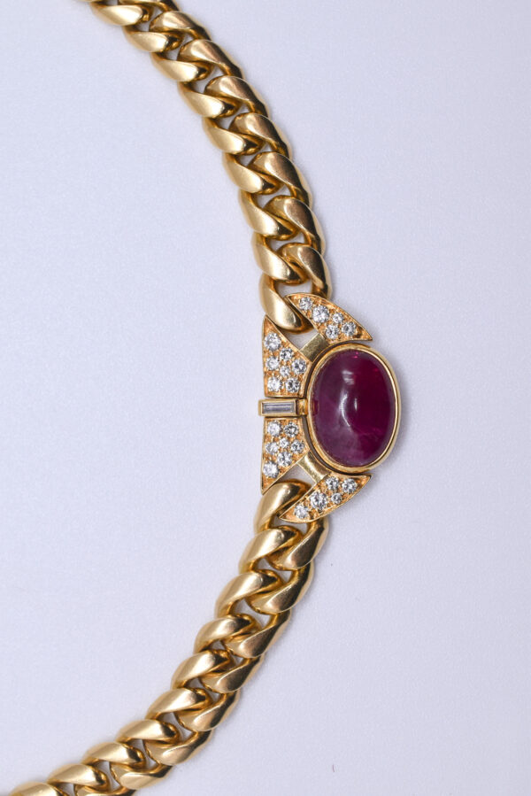 Vintage Bulgari 18k Gold Ruby and Diamond Chain Necklace - Image 6
