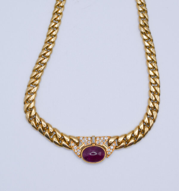 Vintage Bulgari 18k Gold Ruby and Diamond Chain Necklace - Image 5