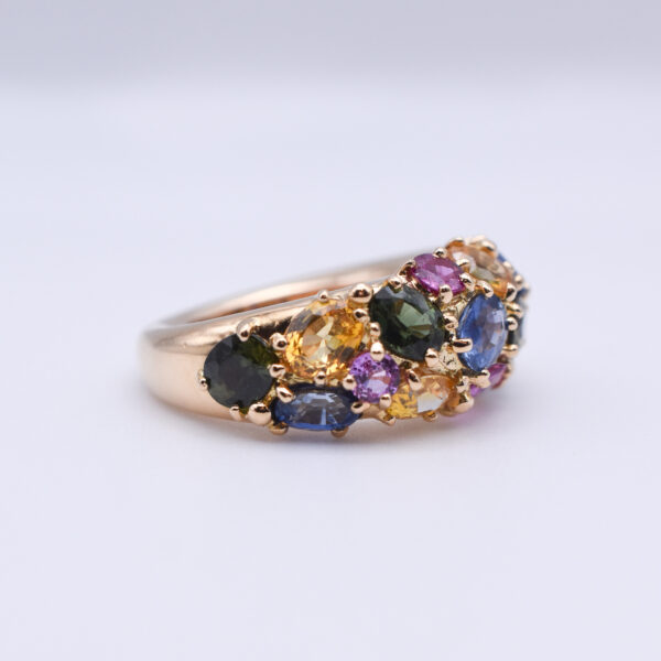 Chaumet 18k Gold Multi-colour Sapphire Earrings and Ring Set - Image 3