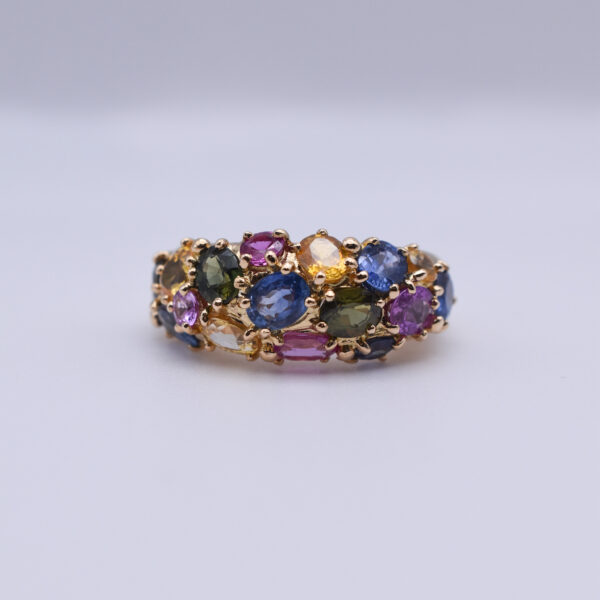 Chaumet 18k Gold Multi-colour Sapphire Earrings and Ring Set - Image 2
