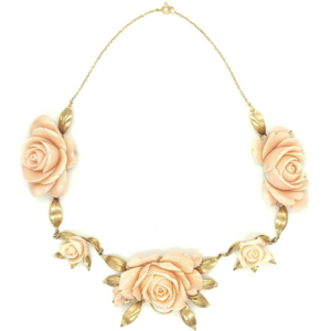 Angel skin Coral rose necklace