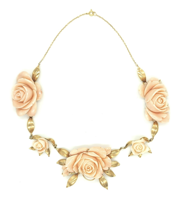 Angel skin Coral rose necklace