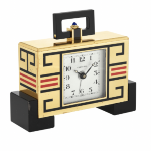 Cartier gilt clock in the Japonaiserie style with a quartz movement