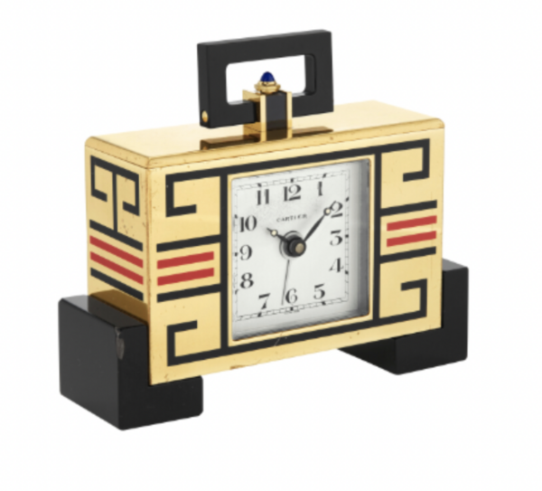 Cartier gilt clock in the Japonaiserie style with a quartz movement