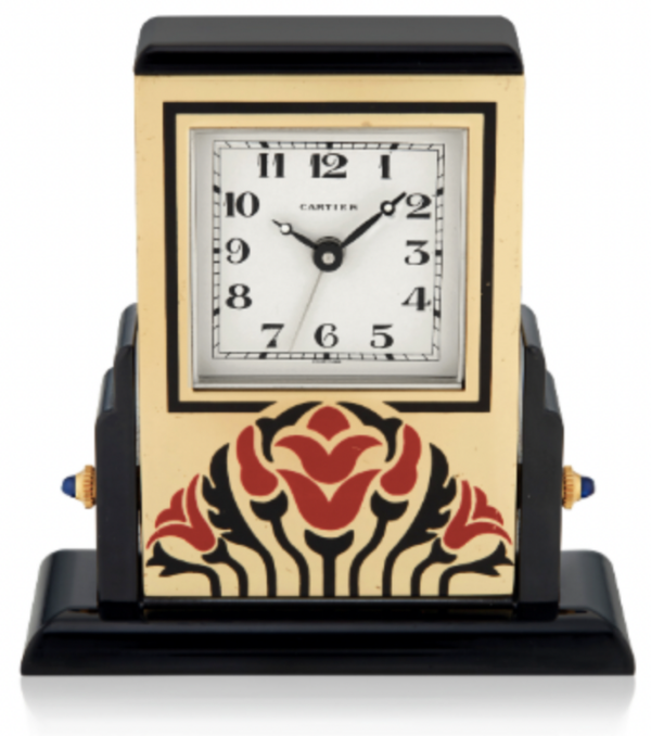 Cartier gilt clock in the Japonaiserie style with a quartz movement