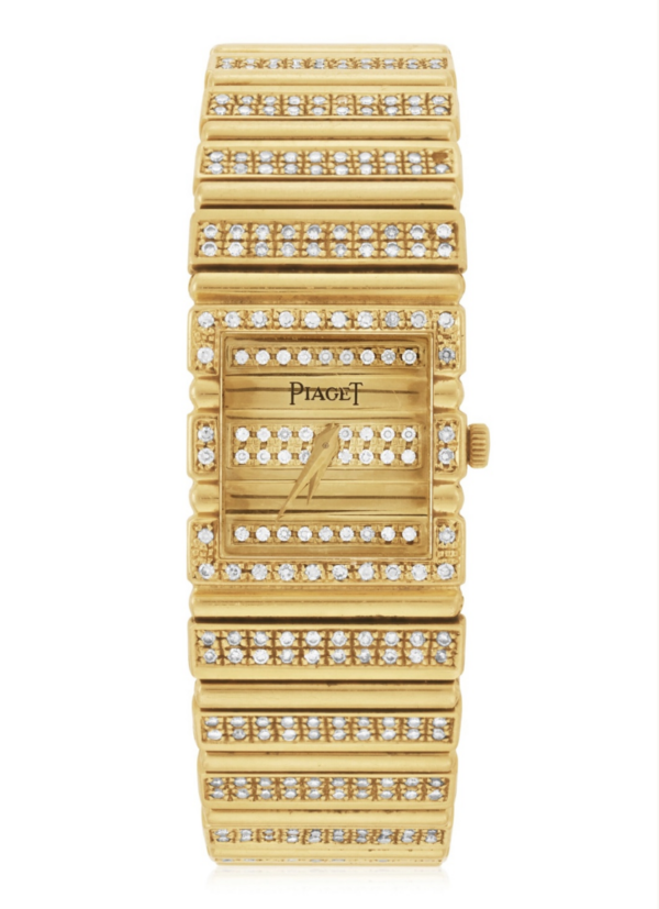 Piaget diamond 'POLO' bracelet watch in 18k gold, with round diamonds, 18k yellow gold