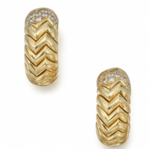 Bulgari Spiga earrings in 18k gold with diamond highlights