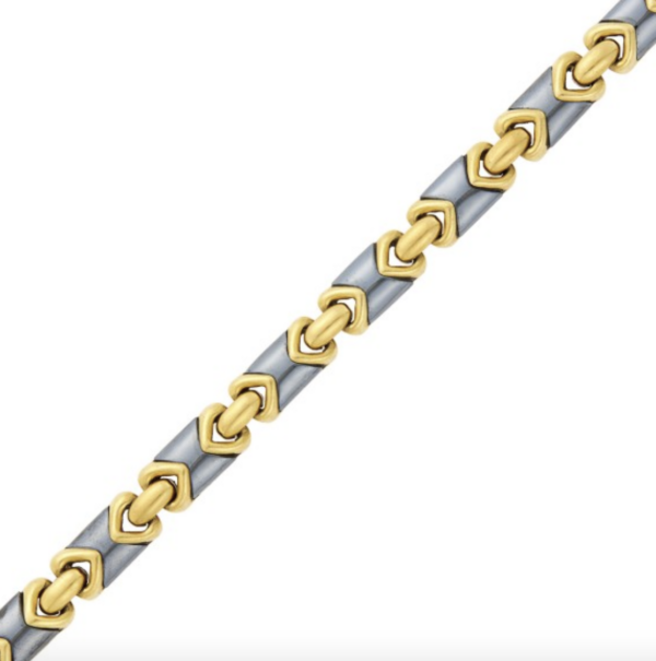Bulgari hematite and 18k gold Doppio Cuore bracelet