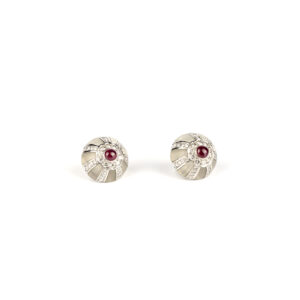 White gold, rock crystal and ruby earrings