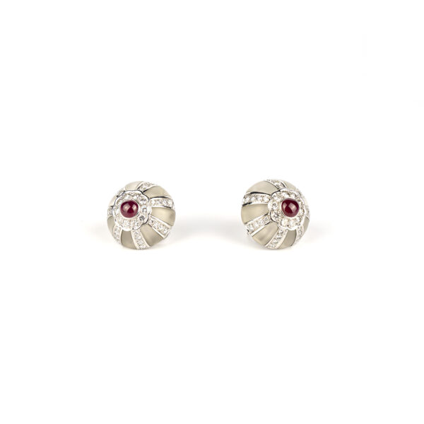 White gold, rock crystal and ruby earrings - Image 3