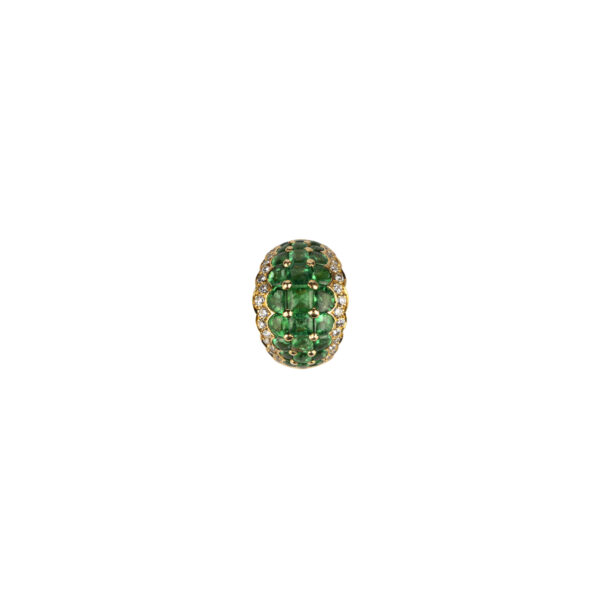 Ruffle edged emerald and diamond ring in 18k gold - Image 2