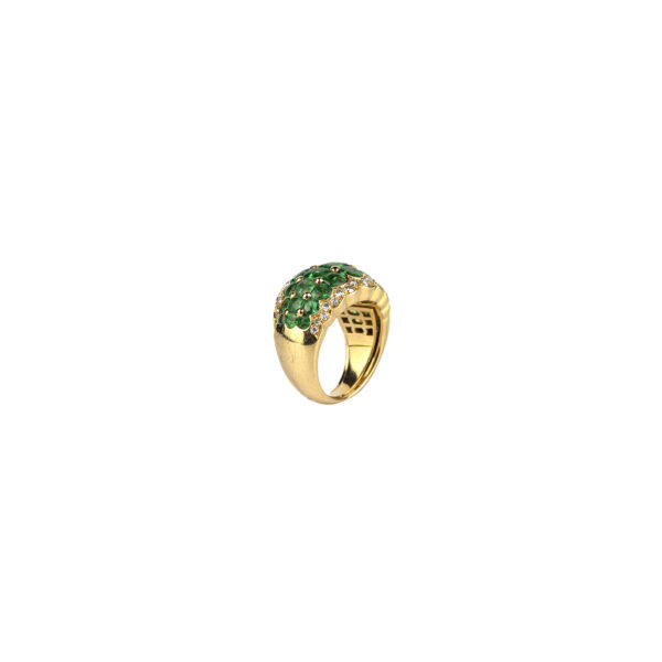 Ruffle edged emerald and diamond ring in 18k gold - Image 3