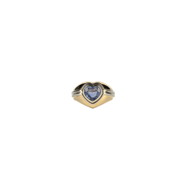 Bulgari 18k two tone gold & 2.02 carat sapphire heart ring - Image 3