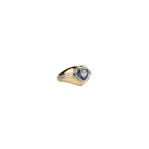 Bulgari 18k two tone gold & 2.02 carat sapphire heart ring