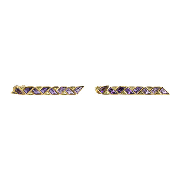 Marina B Pyramide Earrings in 18k yellow gold with purple and green topaz - Image 3