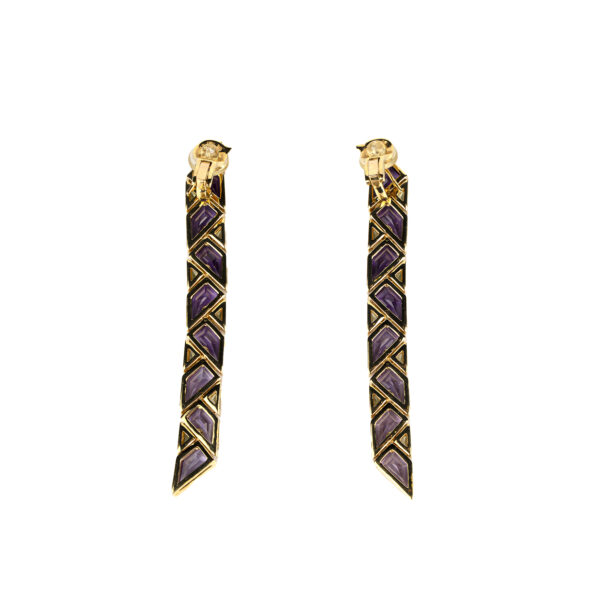 Marina B Pyramide Earrings in 18k yellow gold with purple and green topaz - Image 4
