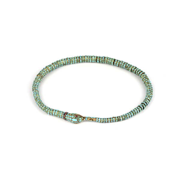 Rare Victorian snake necklace in turquoise, and gold with ruby eyes - Image 2