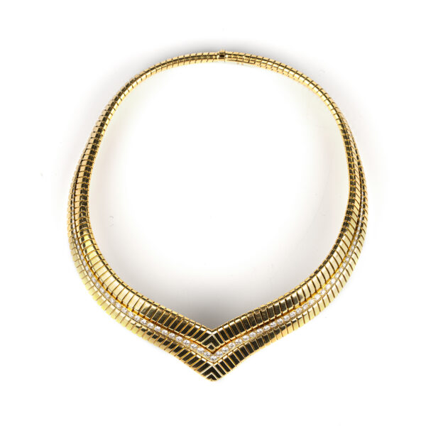 Bulgari Tubogas v-shaped demi parure in 18k with diamonds highlights - Image 2